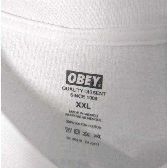Obey T Shirt Size XXL White Back Graphic Geometric Power Canvas Skater NEW - Picture 3 of 7